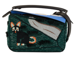 X Louis Wain Futurist Cat Small Puzzle Bag,Knit/Calfskin,Multi,MIS,S,3*